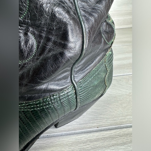 Nocona Western Boot GREEN Teju Lizard Grain Size 6.5 Leather Pointed USA Made - Picture 3 of 14